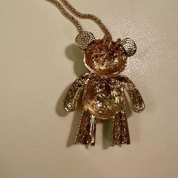 Betsey Johnson multi color, rhinestone Teddy Bear necklace. - Picture 4 of 5